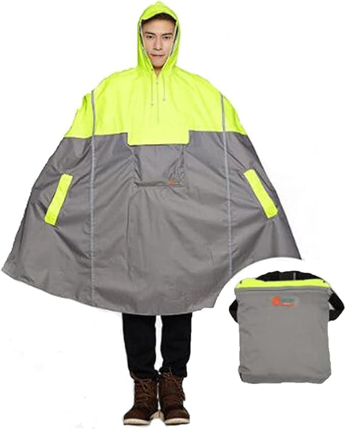 Lightweight Cycling Rain Poncho Breathable Bike Hooded Raincoat with Reflector Strip