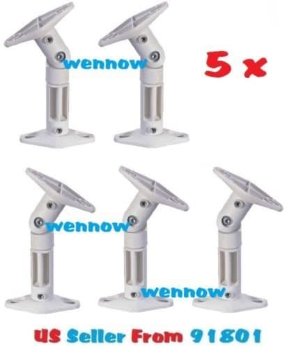(5) NEW White Ceiling Wall 360 Degree Rotate and 180 Degree Tilt Adjust Home Speaker Brackets Mounts