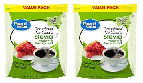 Great Value Granulated No Calorie Stevia Sweetener, 19.4oz Resealable Pouch (Pack of 2)