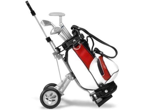HOTcraze Miniature gadget golf caddy & bag desktop pen set - White