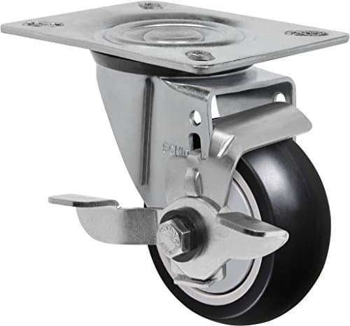 L12 Series, GL 312 NPE SL, 3 x 1-1/4" Swivel Caster with Wheel Lock Brake, Non-Marking Polypropylene Precision Ball Bearing Wheel, 175 lbs, Plate 3-1/8 x 4-1/8" (Bolt Holes 3-1/8 x 2-1/4")