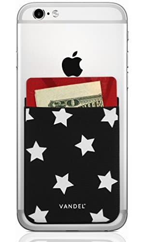 Vandel Pocket: Stretchy Fabric Stick On Card Holder Wallet for The Back of Cell Phones (Stars)