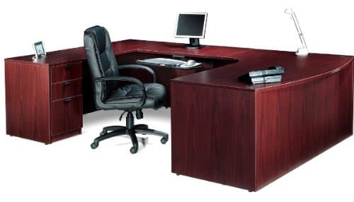 Offices to Go SL7148BCL Executive U Shaped Desk American Dark Cherry Left