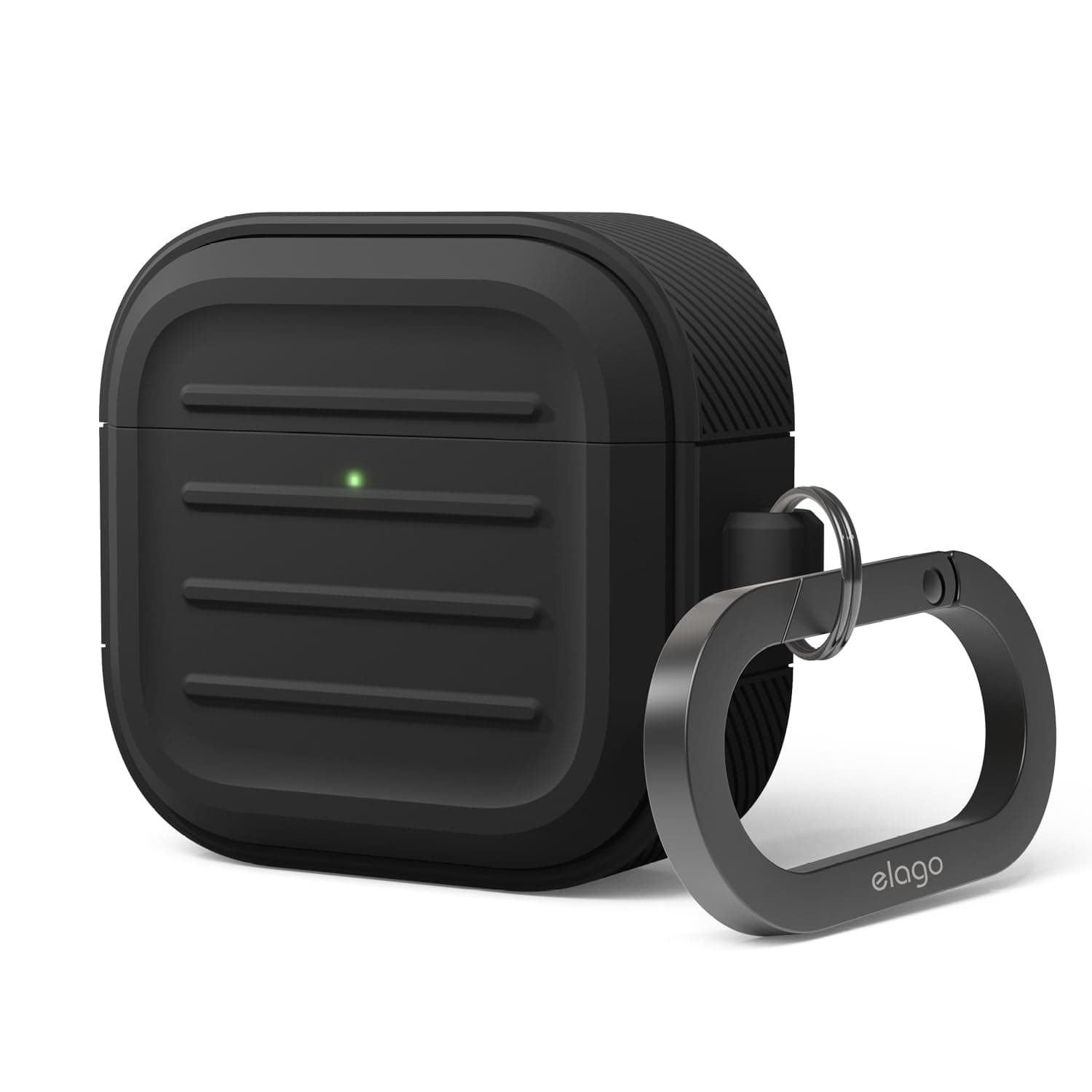 elago Armor Case Compatible with AirPods 4 Case - Compatible with AirPods 4th Generation Case, Carabiner Included, Supports Wireless Charging, Shock Resistant, Full Protection (Black)