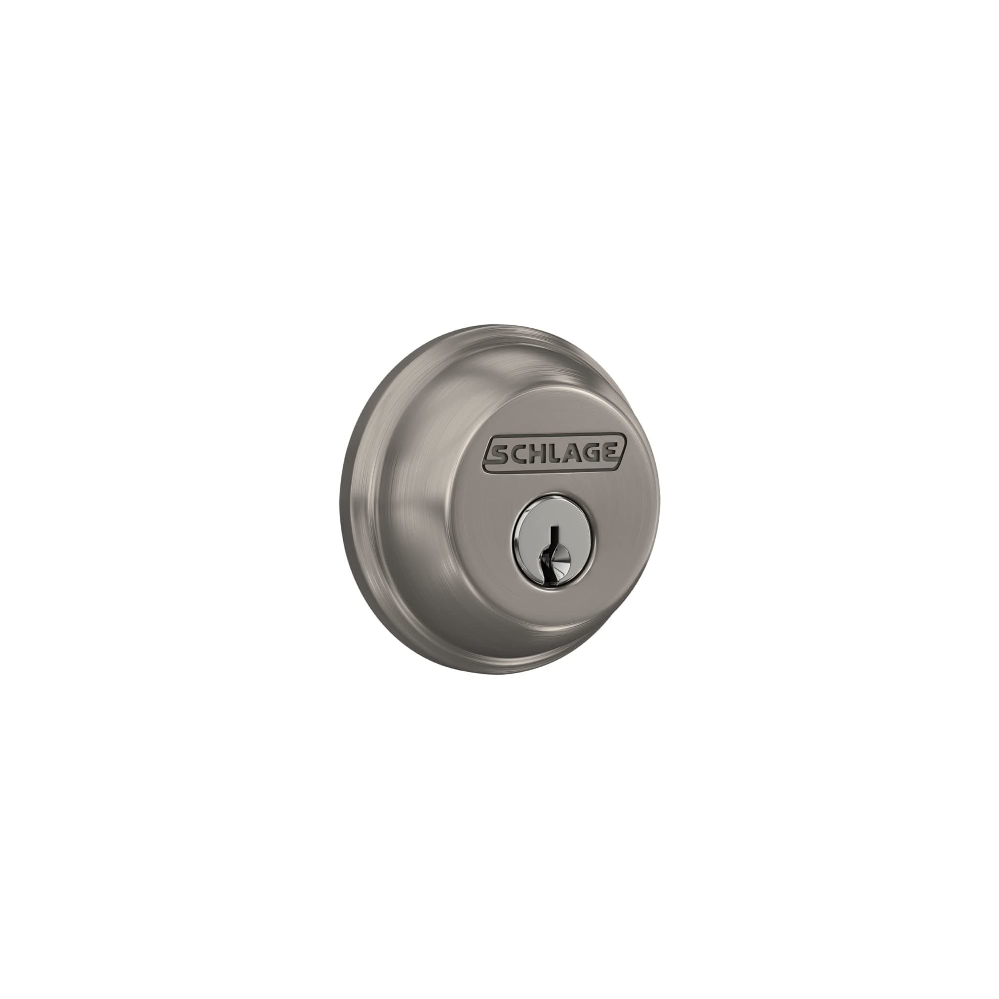 Schlage B60 N 619 Deadbolt, Keyed 1 Side, Highest Residential Security, Satin Nickel