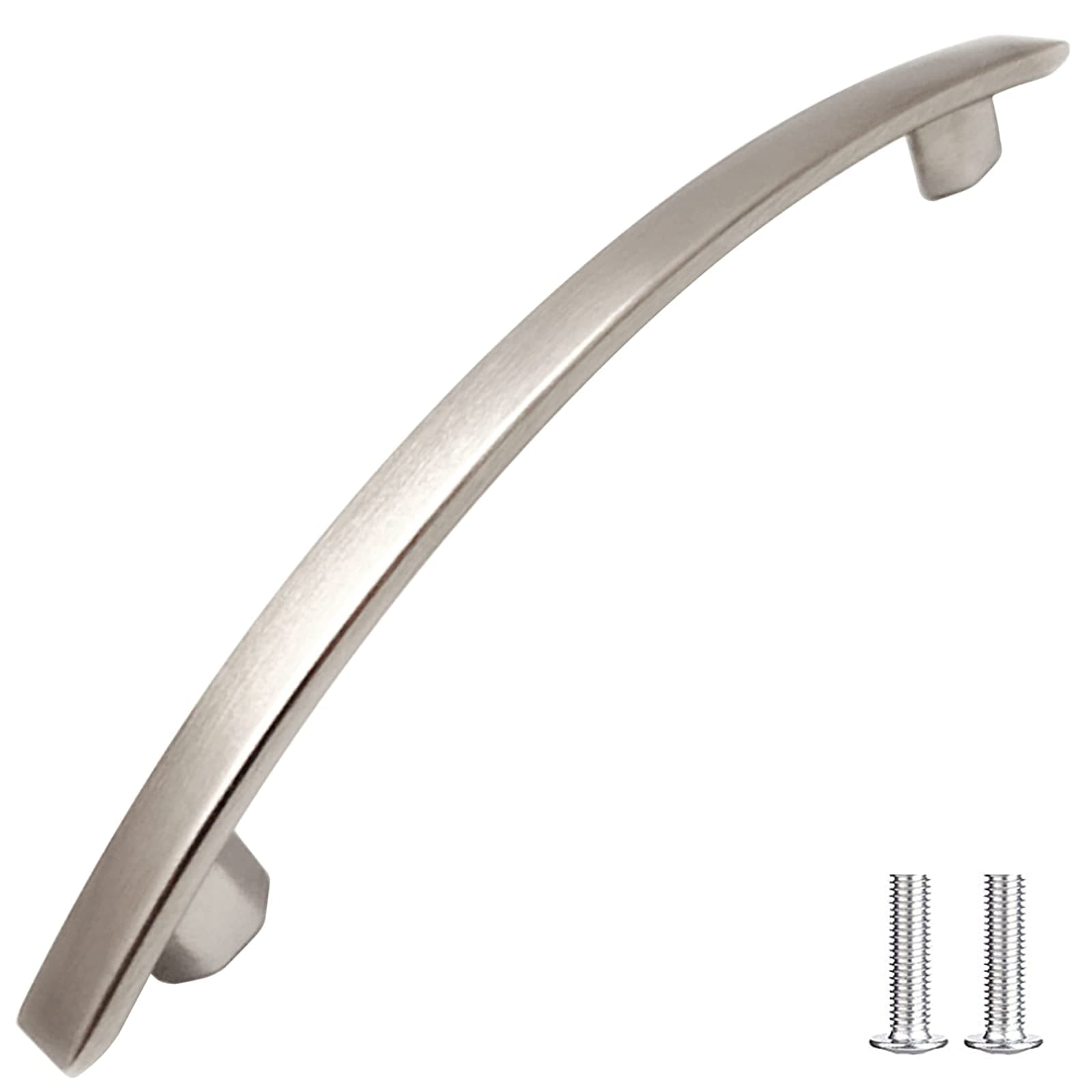 Decoranddecor Bow Polished Chrome Kitchen Bathroom Bedroom Cabinet Door Knobs Drawer Furniture Handles (96mm Hole Center, Brushed Chrome)