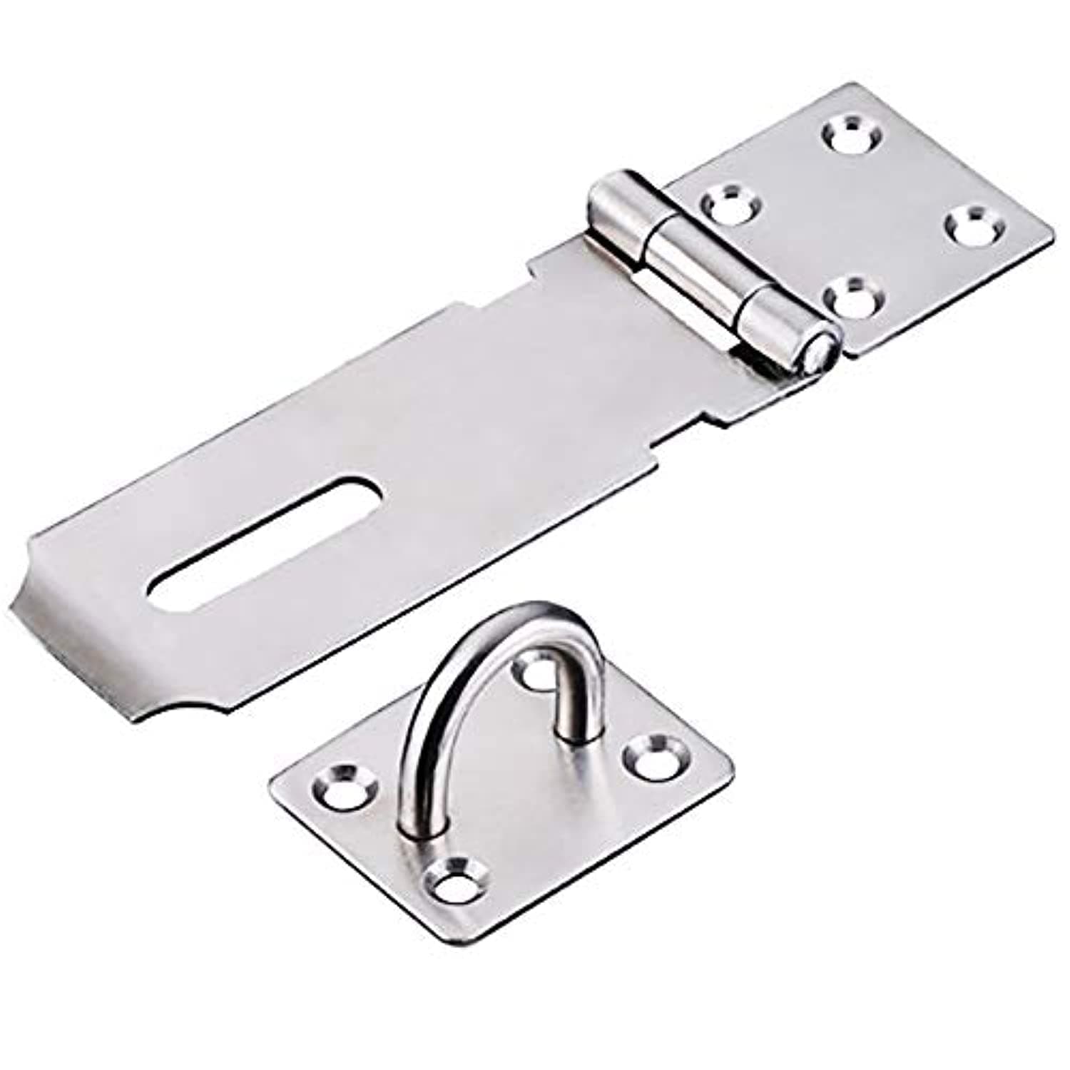 Stainless Steel Padlock Hasp, Heavy Duty Hasp and Staple with Screws, Door Clasp Gate Lock Shed Latch Padlock Staple for Door Window Cabinet Pet Cage Crate Fitting Accessories (Medium)