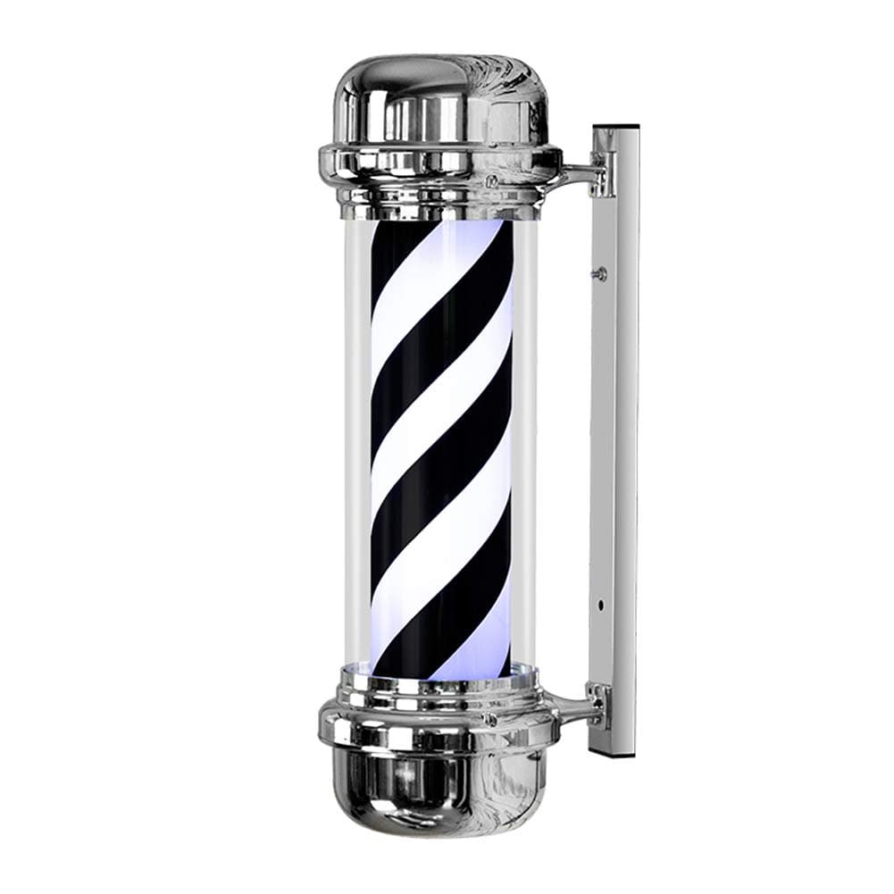 73CM LED Barber Pole 38CM White Black Rotating Illuminating Stripes Waterproof Light Hair Salon Shop Sign Wall-Mounted Lamp