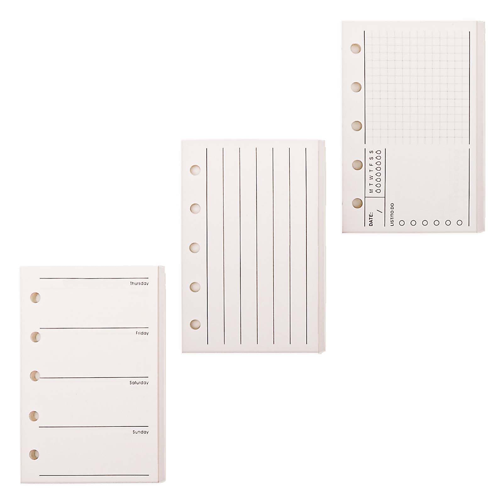 Mogoostry A8 5-Hole Punched Refill Paper, 3 Pack A8 Size Mini Binder Filler Paper, Vertical Writing, Weekly Plan Lined Refill Inserts Loose Leaf Paper, 40 Sheets Per Pack, Total 120 Sheets