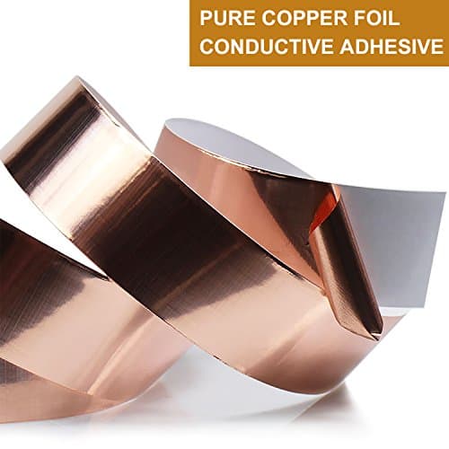 LOVIMAG Copper Foil Tape (1" x 66') with Conductive Adhesive for Guitar, EMI Shielding, Crafts, Electrical Repair, Grounding and Masking Tape