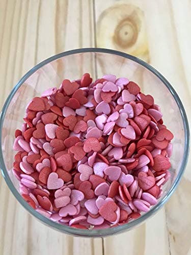 50g Valentine Shimmer Pink & Red heart edible sugar sprinkles Valentines