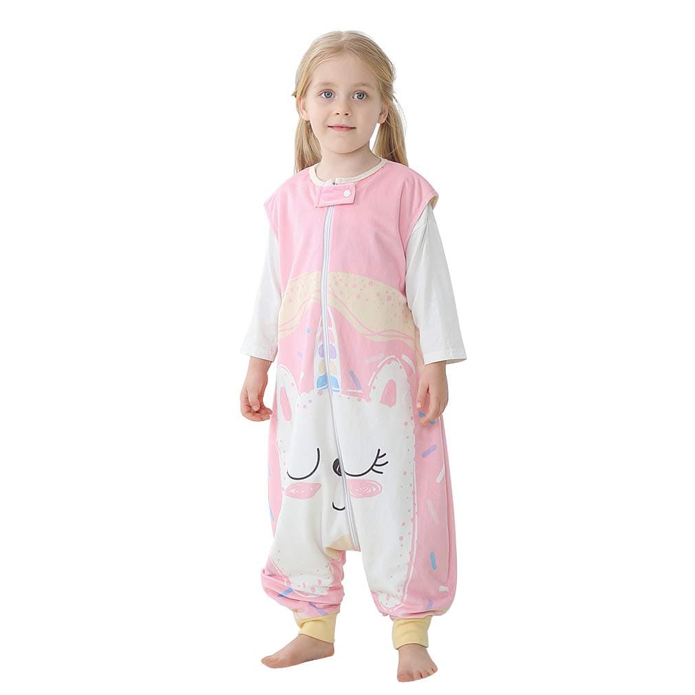 MICHLEY Baby Unisex Sleeveless Sleeping Bag with Feet Sleeping Sack Polyester Wearable Blankets for Toddler, Pink Unicorn, 1-3T