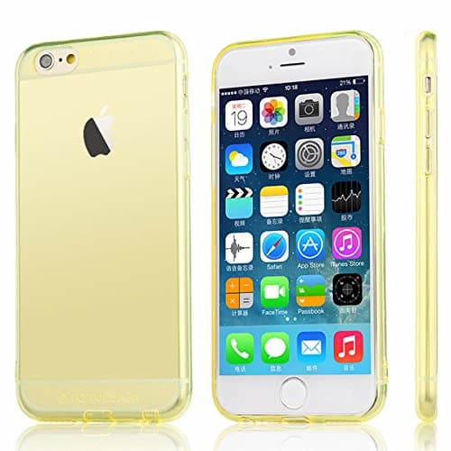 iPhone 6 Plus Case, TPU Protective Cover Skin Case with Dust Plug Ultra Slim Light & Clear for iPhone 6 Plus 5.5" (i6P R-Yellow)