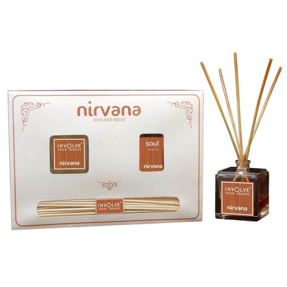 Involve Your Senses Nirvana Reed Aroma Diffuser - Soul, 100ml, 15 Sticks & Dispensing Bottle - INIR01 (Gold), Oil Diffuser & Reed Diffuser Sticks, Home Decor & Office Decor, Fragrance and Gifts