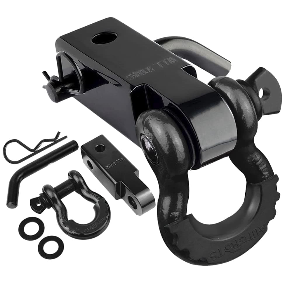 AUTOBOTS Tow Hitch Receiver 2", 45,000 Lbs Break Strength Shackle Hitch Receiver with 5/8" Hitch Pin, 3/4 D Ring Shackle, Towing Accessories for Truck Trailer Recovery Off-Road Black&Black