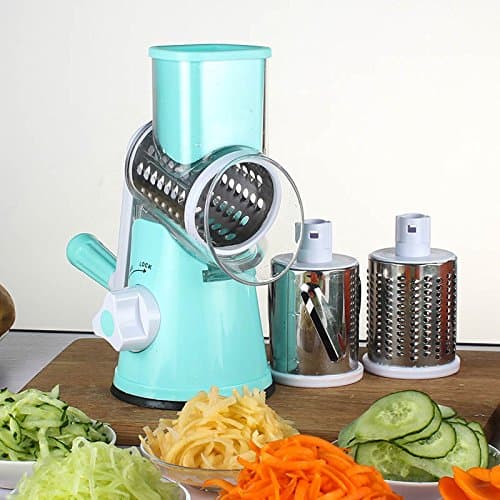 Duerda Small Manual Vegetables Chopper Mini Hand Blender Food Graters Cabbage Shredders Tomato Cutter for Salsa (Blue)