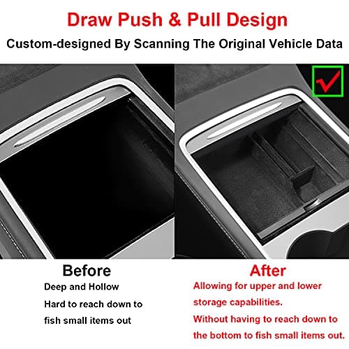 Ganluuree < Not Fit For 2025 NEW Model Y Launch Juniper And 2024 2025 Model 3 Highland > 4PCS Center Console Organizer Tray Cup Holder For 2021-2025 Tesla Model Y, 2021-2023 Tesla Model 3 Accessories