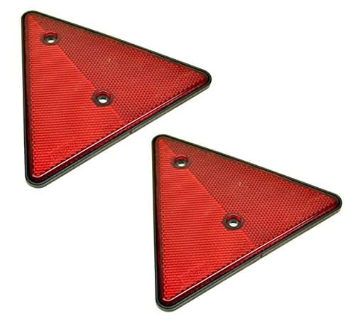 NEW MODEL CLASSIC PAIR (2 UNITS) RED REFLECTOR REFLECTIVE TRIANGLE FOR CARAVANS GATE POSTS TRAILER BOARDS AND WALLS - MADE IN ENGLAND