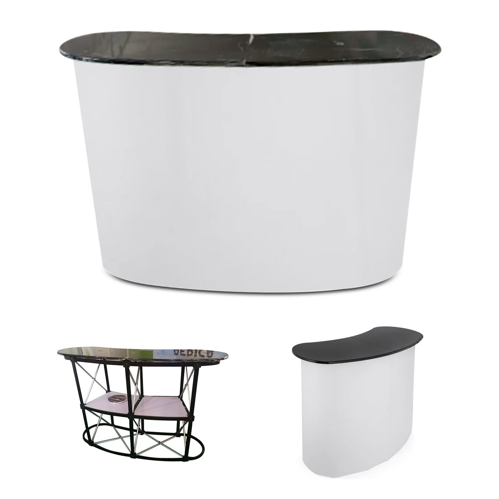 Portable Tradeshow Podium Table Podium Counter Table Stand Display Exhibition Counter Stand with 2 Storage Rack Promotion Retail Exhibition Trade Show Display, 52" x 16" x 35"