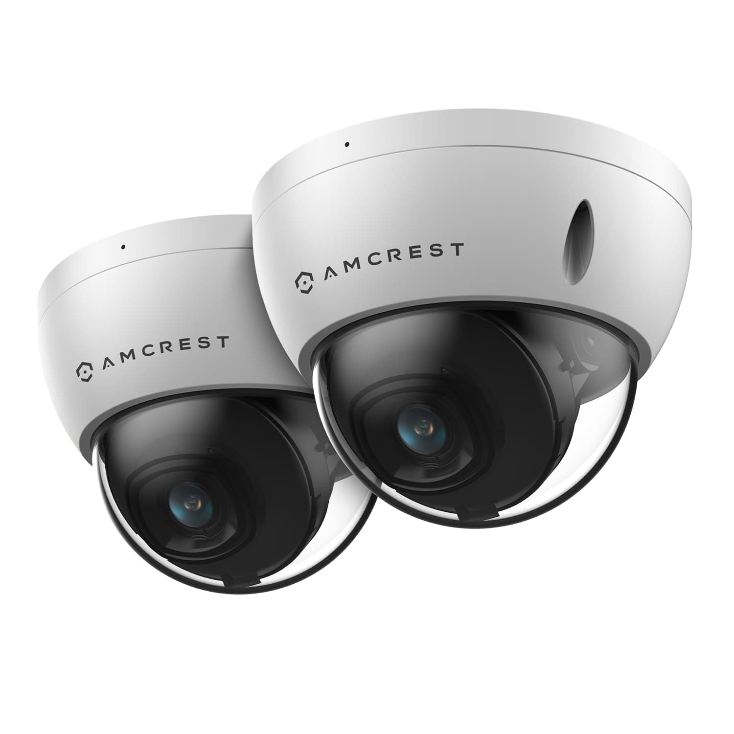 Amcrest 2-Pack UltraHD 4K (8MP) Dome POE IP Camera, 3840x2160, 98ft NightVision, 2.8mm Lens, IP67 Weatherproof, IK10 Vandal Resistance, MicroSD Recording, White (IP8M-2493EW-AI-V3)