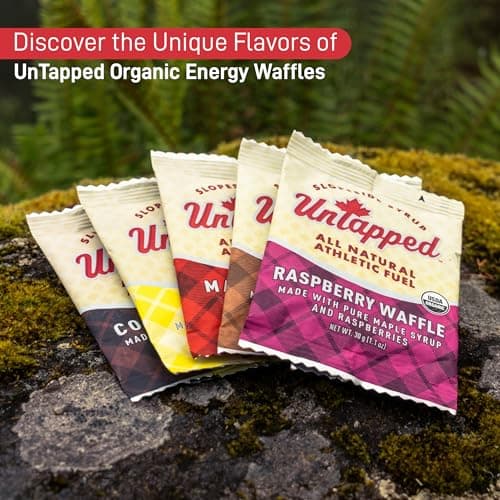 Untapped Organic Maple Waffles, 1.1 Oz Each, Box of 16 - Endurance Sports Snacks Sweetened with Real Maple Syrup and Maple Sugar, Vegan & Real Food Waffles, Ideal