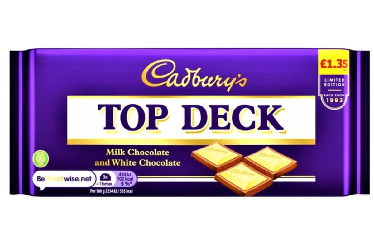 Cadburys Top Deck Milk and White Chocolate Bar Limited Edition 110g