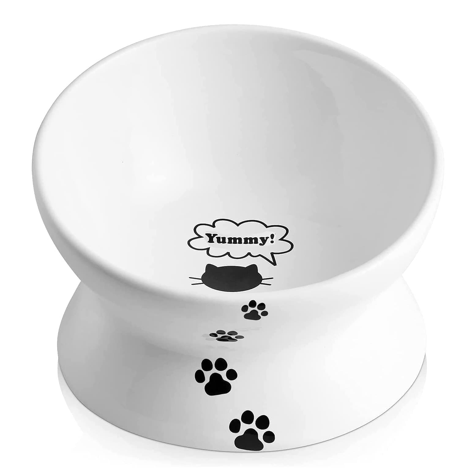 Cat Bowl Anti Vomiting, Raised Cat Food Bowls, Tilted Elevated Cat Bowl, Ceramic Pet Food Bowl for Flat Faced Cats, Small Dogs, Protect Pet's Spine, Dishwasher Safe