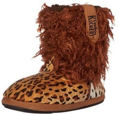 Wooly Cheetah Print Slippers for Women Large Shoe Size 8 to 9 Brown