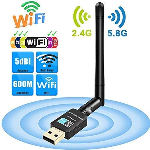 Wifi Dongle, HOMORE Wifi adapter, 600Mbps Dual Band (2.4G/150Mbps+5.8G/433Mbps) Wireless USB Network Adapter/Antenna for Desktop/Laptop/PC, Support Windows 10/8.1/8/7/XP/Vista Mac Os