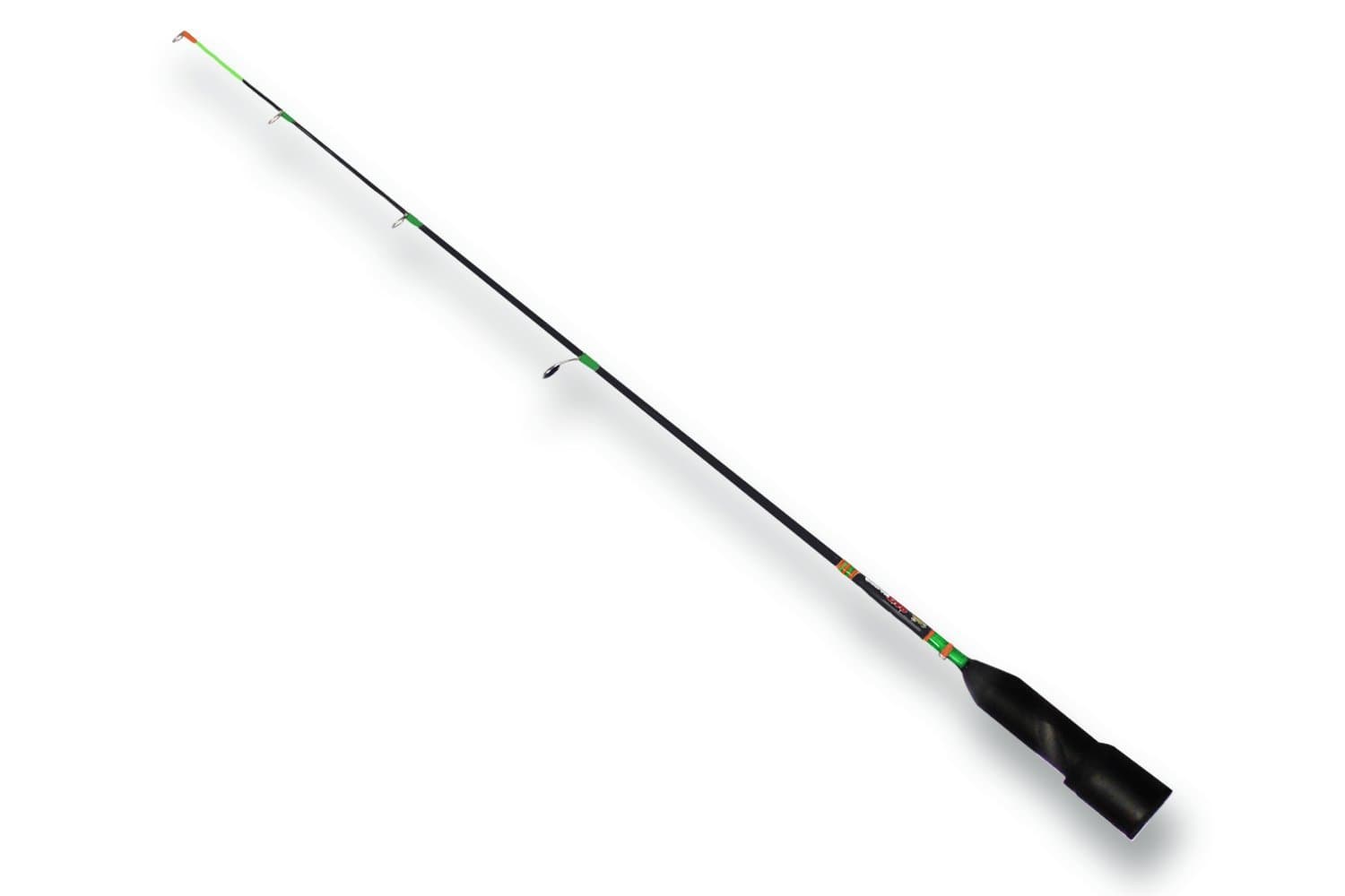 BaitRunner Ice Fishing Rod (28 Inch Medium Light) ML Solid Carbon Ice Rod with Bait/Tackle Storage Handle - Neon Green Tip
