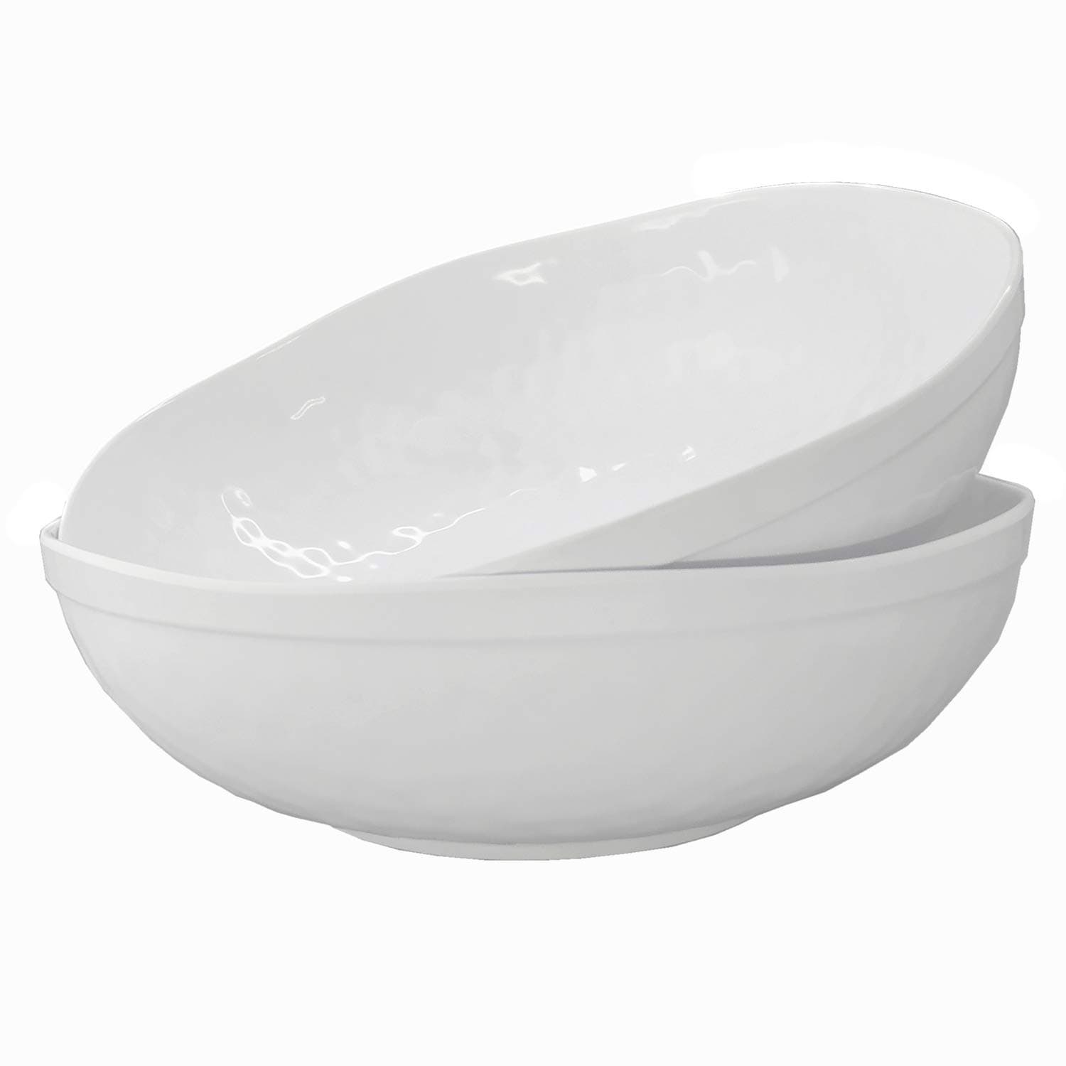 Melamine Serving Bowls -2pcs 12inch Larger Salad Bowls/Mixing Bowls,White Color| Break-resistant 100% Melamine Bowls | Dishwasher Safe,BPA Free