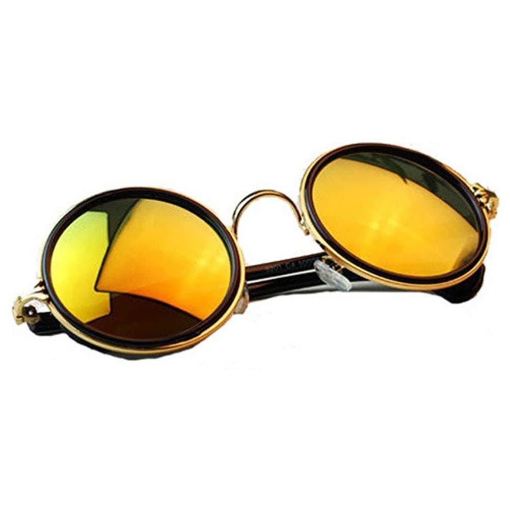 Niouxhc Unisex's Round Mirror Polycarbonate Sunglasses
