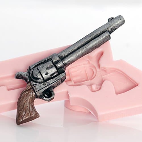 Long Pistol Silicone Mold Easy to use with Fondant, Chocolate, Candy, Resin, Clay, Wax, Soap Embed. Western Pistol Mold Made From Flexible Food Safe Silicone.