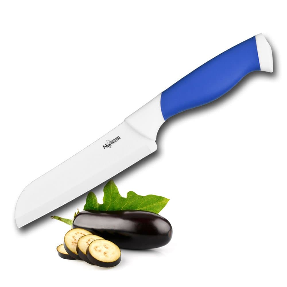New England Cutlery Ceramic Santoku Knife, 5", Blue