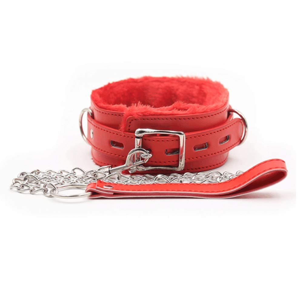 AOTNEG STAR Red Collar Pu Leather Choker Necklace with Chain for Women Men Ladies