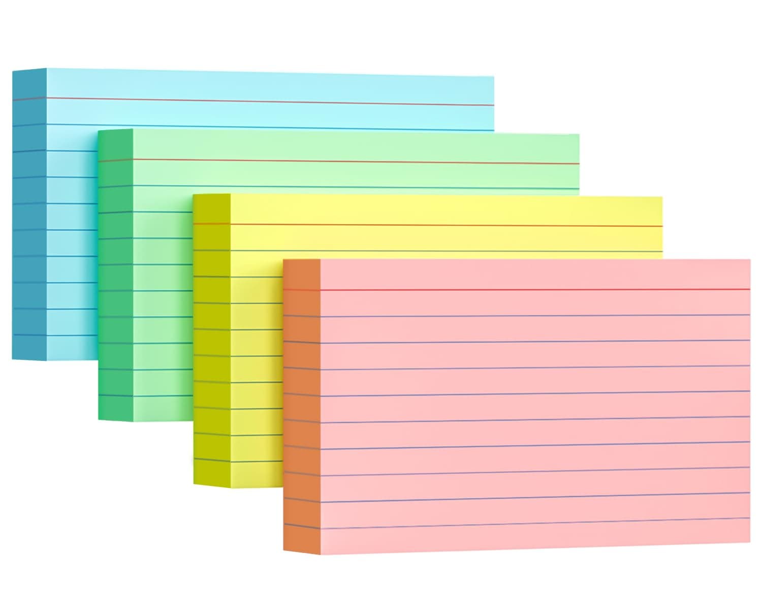 Colored Index Cards 3x5, 200 Pack, 180gsm Heavy Ruled Index Cards, Flash Cards for Studying, Heavy Note Cards for Office, College, Home Organization and School, 4 Color (50 Sheets Each)