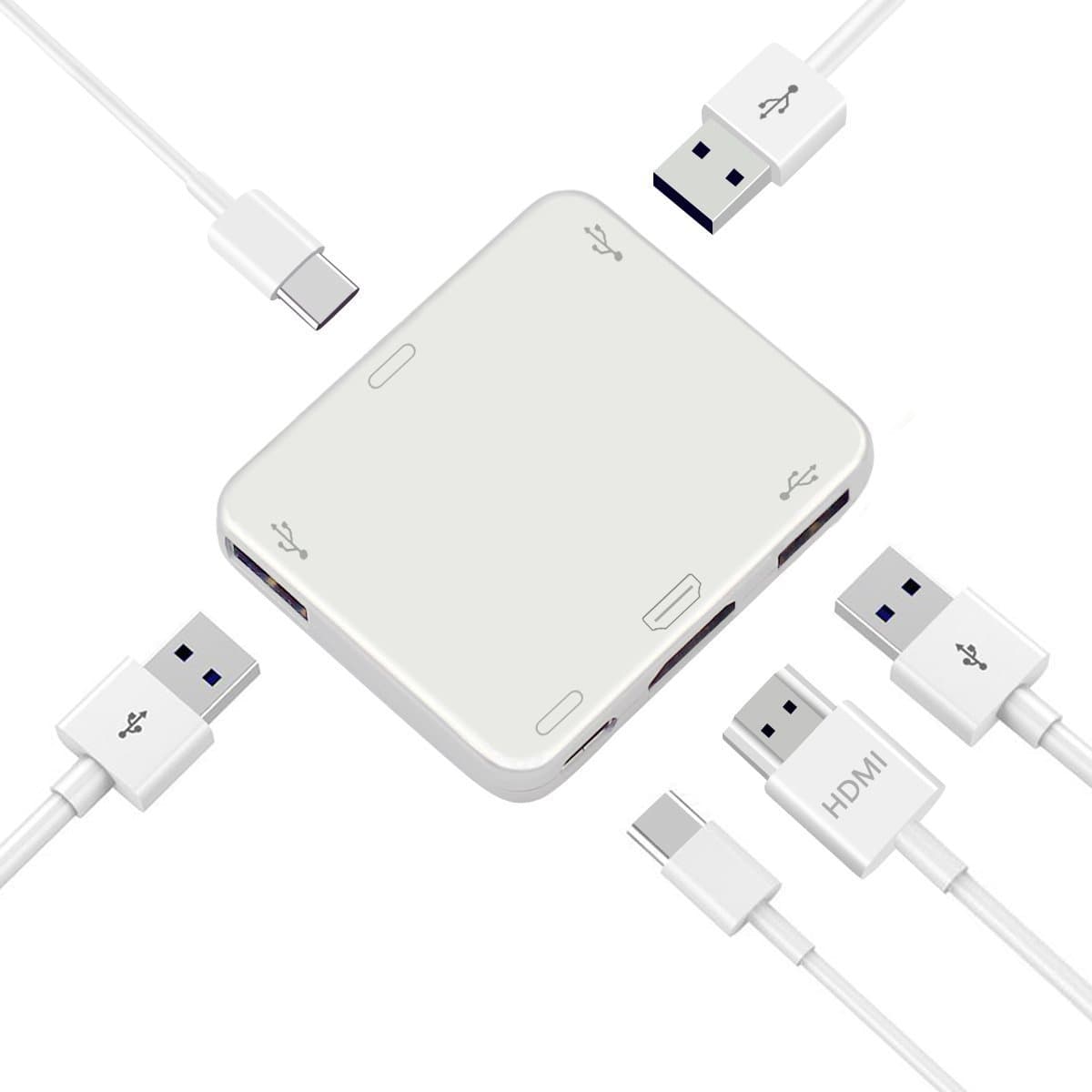 5-Port USB C Hub, Type C Hub 3 Ports USB 3.0 Multi-Port Adapter + 1 Type-C Charging Port+ 1 HDMI Video Output Port for Type C Computers, MacBook Pro 2016, MacBook 2015/2016, Google Chromebook 2016