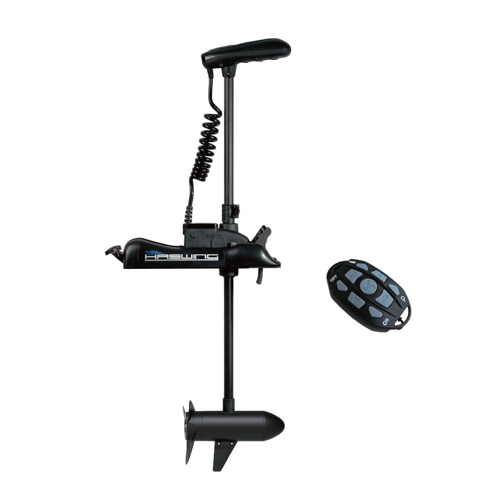 Black Haswing GPS Helmsman 12V 55LBS 54 inch Shaft Bow Mount Trolling Motor, Navigation System, Anchor Position, Cruise Control, Variable Speed, Wireless Remote for Fishing Boats Freshwater&Saltwater