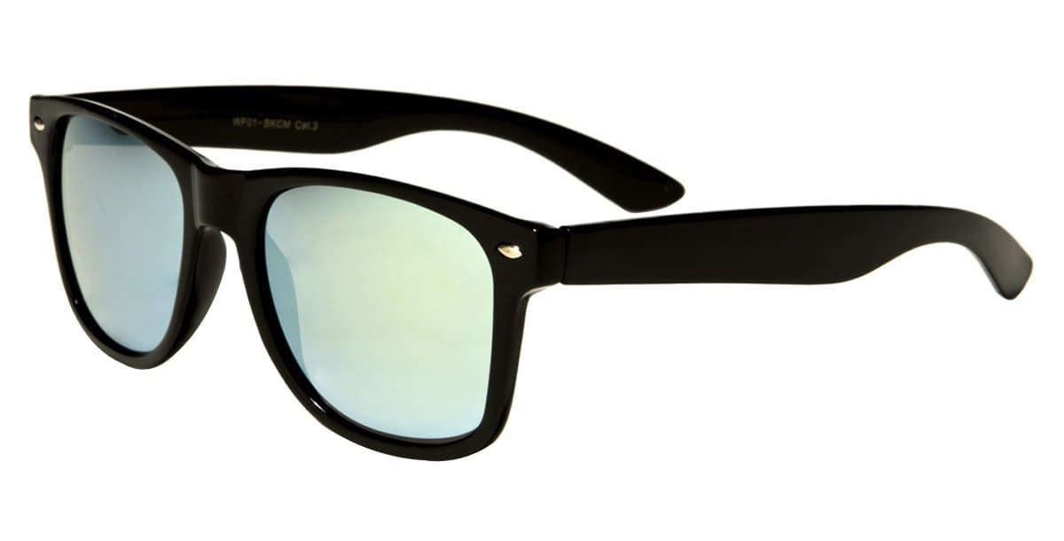 Mirozi Men's Wayferer 48MM Mirrored Lens Sunglasses (Black, Light Blue Mirrored)