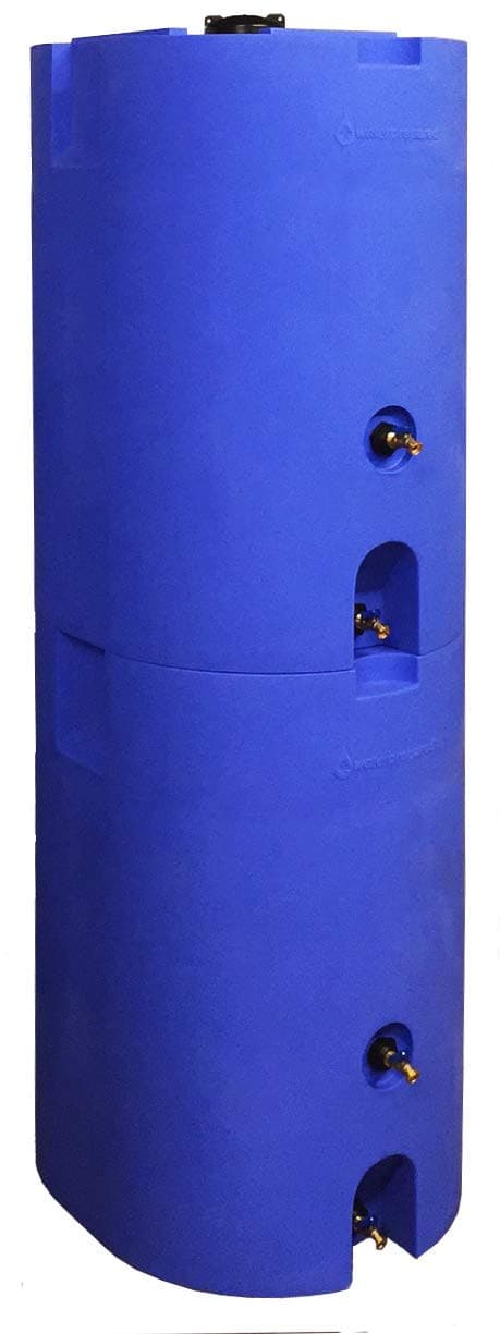 WaterPrepared 160 Gallon Unique Stackable Utility Water Tank with Large Cap for Easy Filling & 2 Spigots, Fits Through Standard Doorway, Blue (2 Pack)