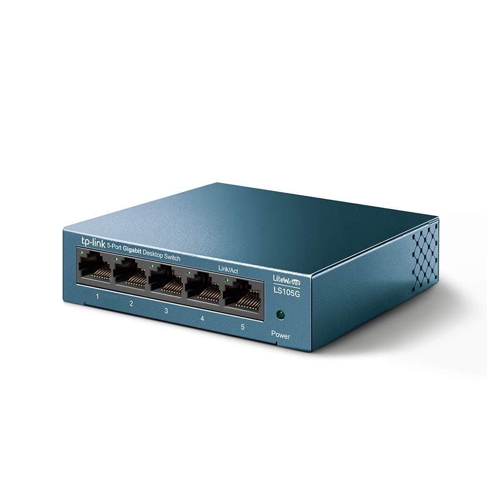 TP-Link Gigabit Ethernet Switch (LS105G) 5 Ports RJ45 Metal 10/100/1000 Mbps, Ideal for Extending The Wired Network for SMEs and Home Offices