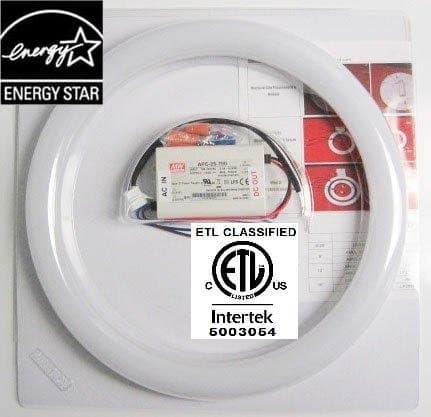 ETL Listed 12" T9 LED Circline 18W 3000K Warm White Frosted Lens with Non-Dimmable External Power Driver to Replace 12 inch 32W Fluorescent Circline Bulb