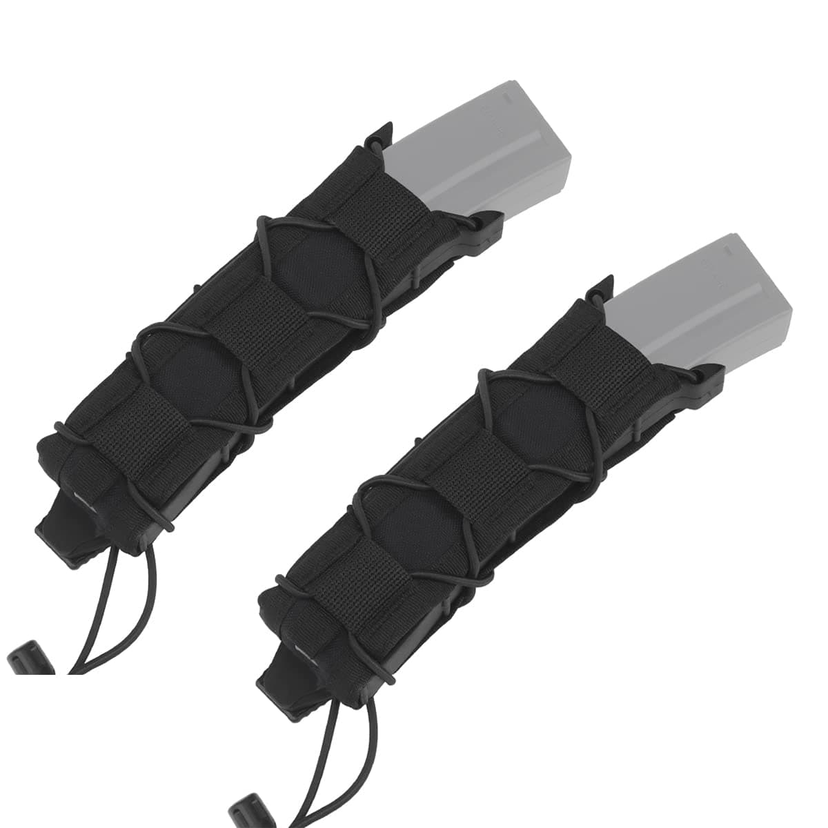 Tactical Open Top 9mm Single Magazine Pouch,SMG PALS Malice Clip MP5 MP7 Mag Pouch Holster Belt Mount (Pack of 2)