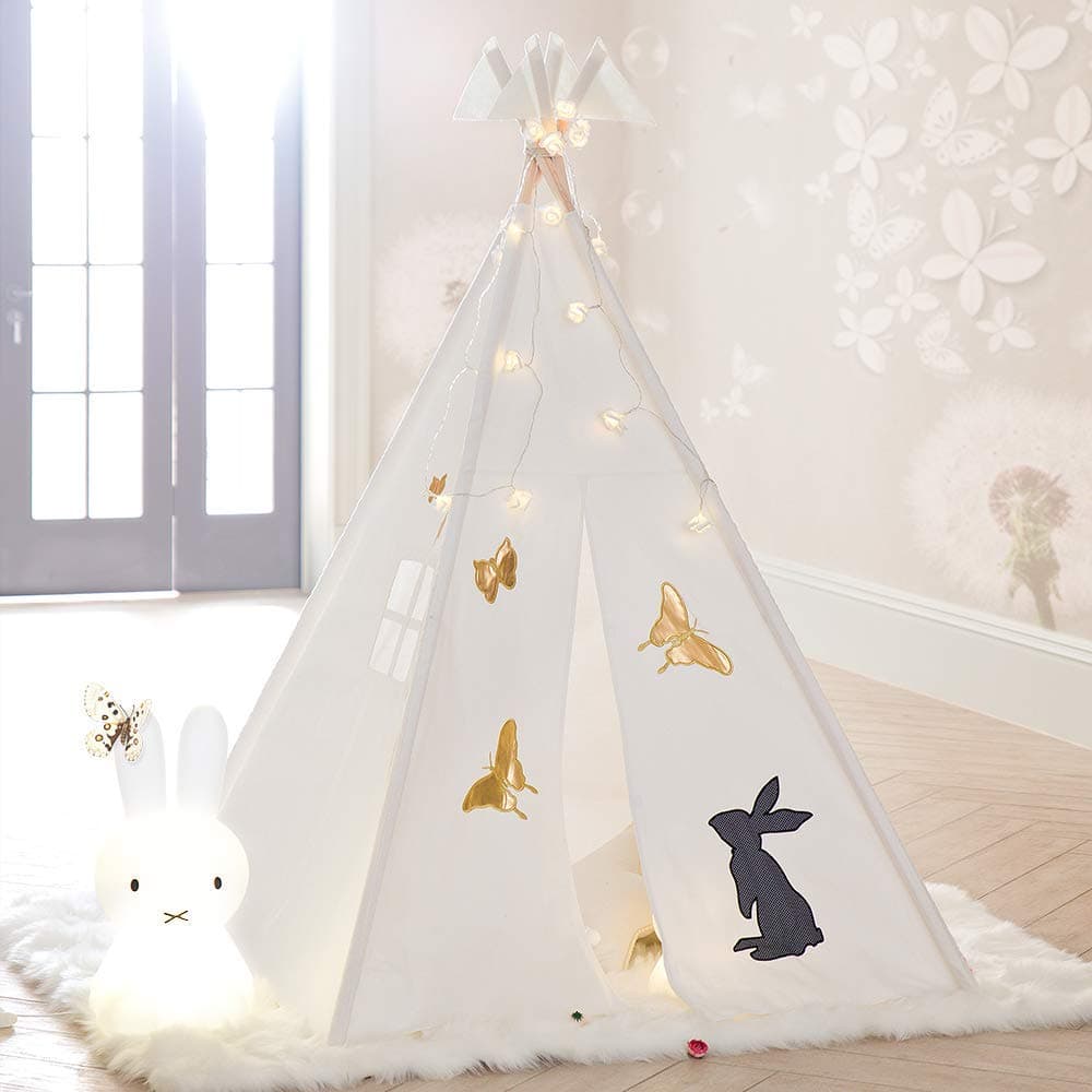 Tree Bud Teepee Tent for Kids, Classic Indian Style Play Tent with Window & Embroidery Pattern for Girls and Boys, Children's Playhouse for Indoor & Outdoor with Carry Bag