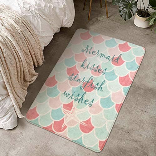 LIVEBOX Play Mat, Faux Wool Mermaid Kids Play Area Rugs 4' x 6' Non-Slip Childrens Carpet Throw Rug Colorful for Teen Girl Living Room Bedroom Playroom Nursery Decor Best Shower Gift