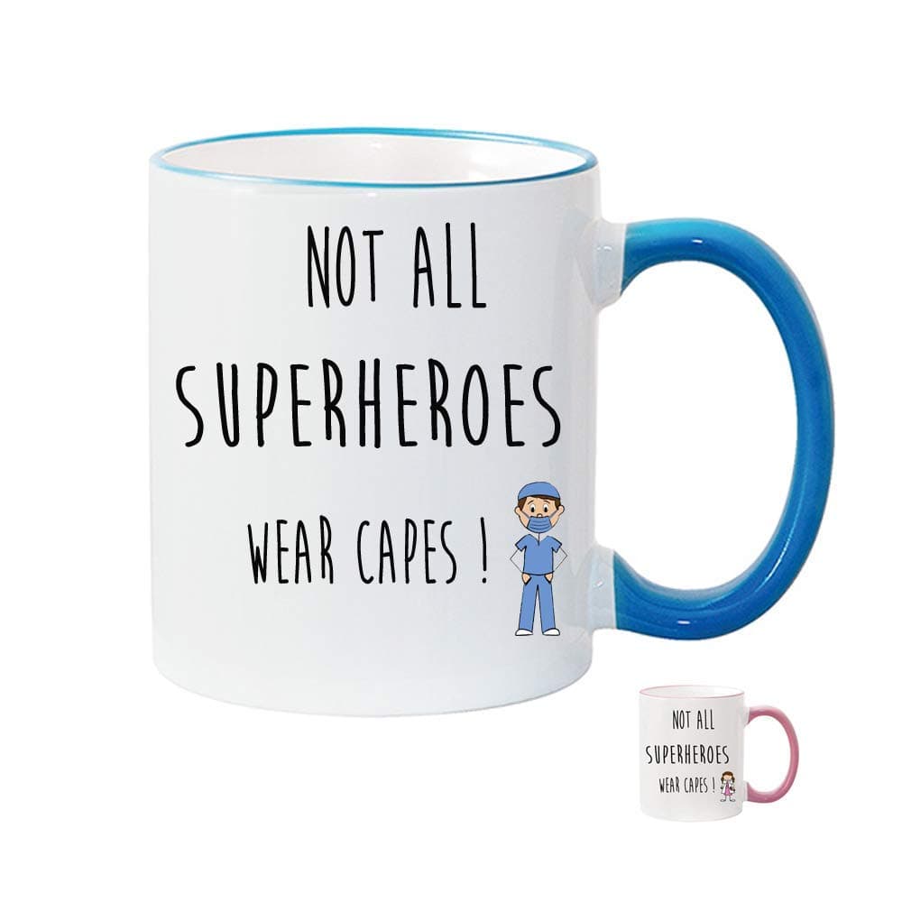 NURSE/DOCTOR MUG-NOT ALL SUPERHEROES WEAR CAPES PERSONALISED-BIRTHDAY GIFT-CHRISTMAS GIFT- FRIEND GIFT