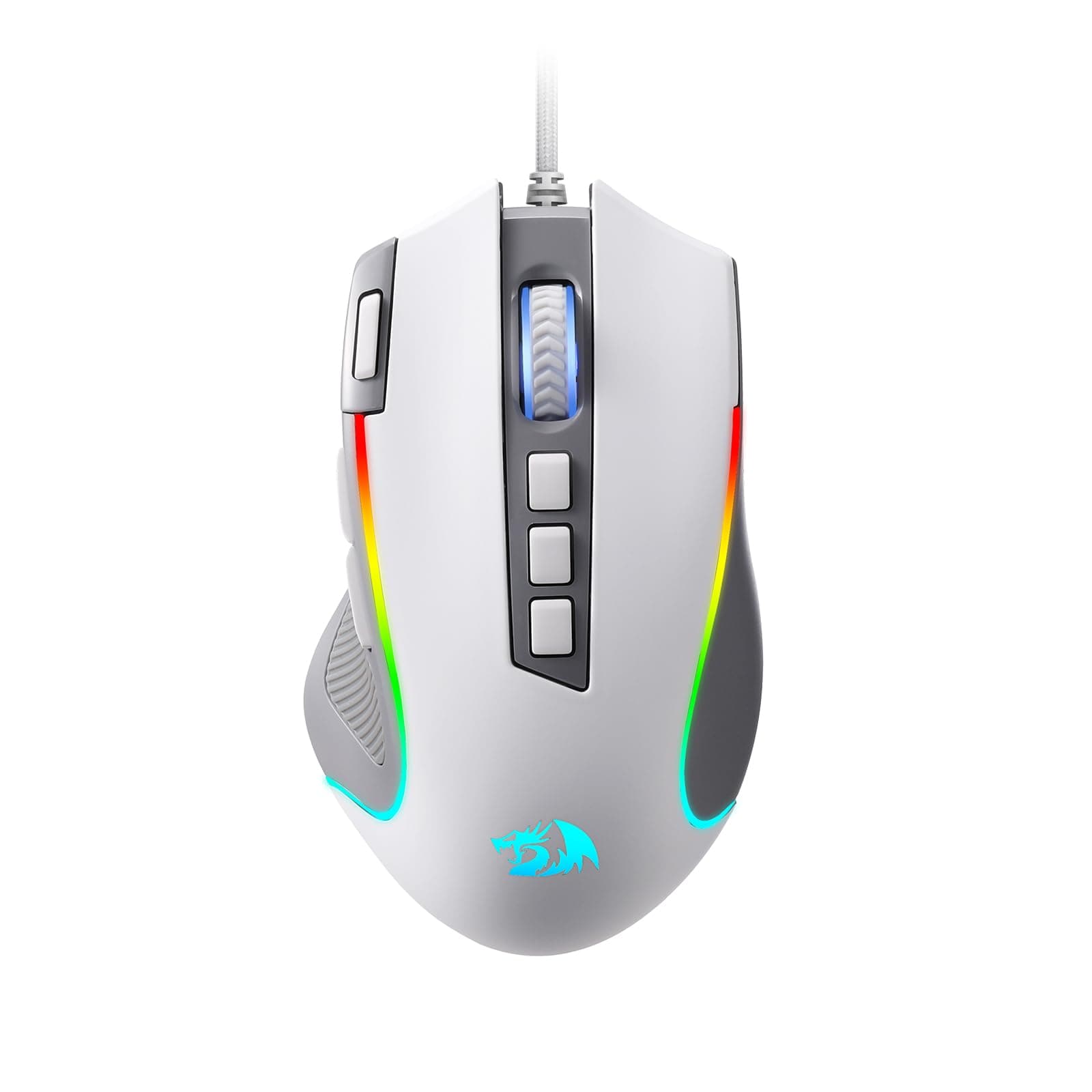 Redragon M612 RGB Gaming Mouse, 8000 DPI Wired Optical Mouse with 9 Programmable Buttons & 5 Backlit Modes, Software Supports DIY Keybinds Rapid Fire Button, Gray&White