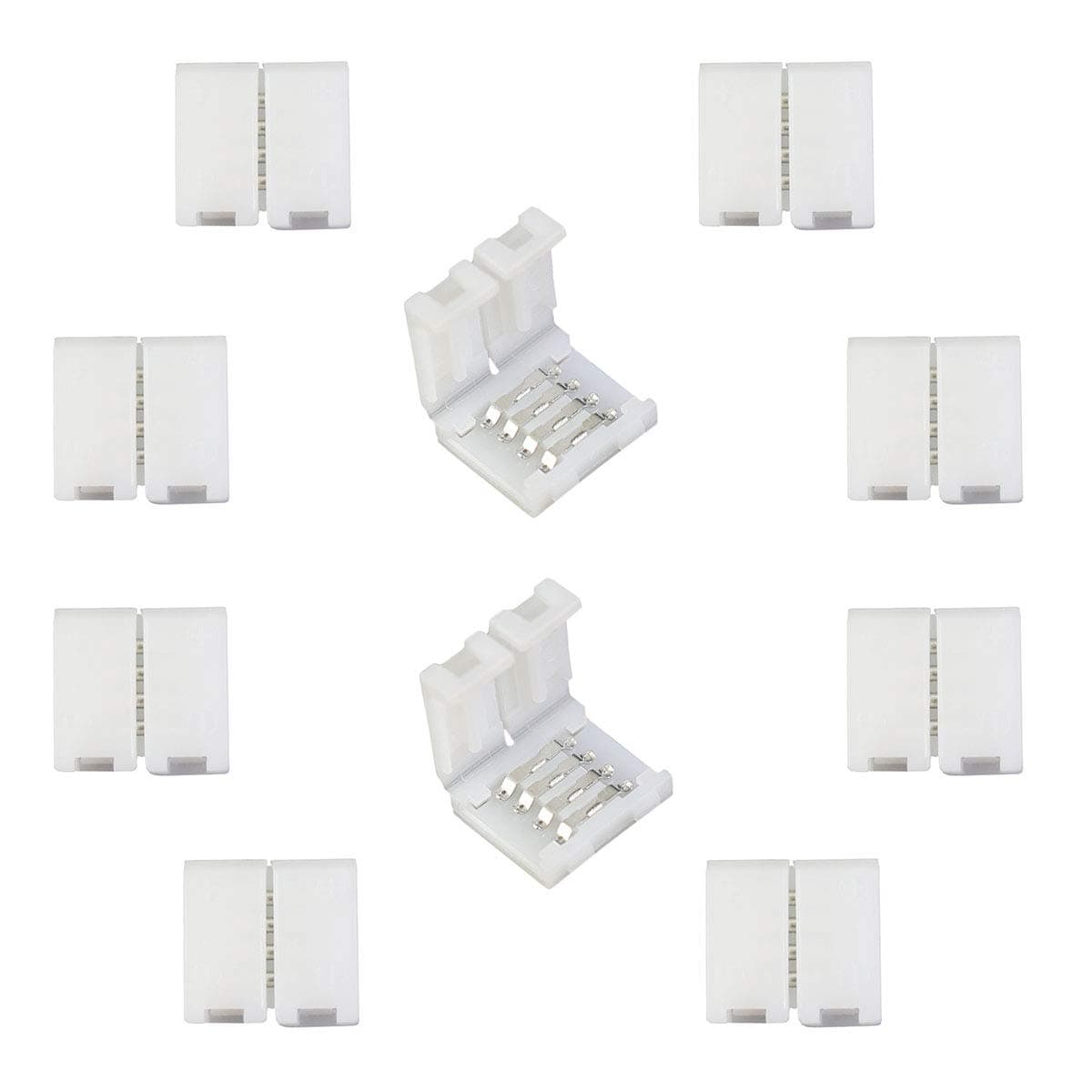 10pcs 4 Pin Quick Connector for 10mm Wide SMD 5050 RGB LED Strip Light Solderless LED Tape Plug Connector Ribbon Adapter