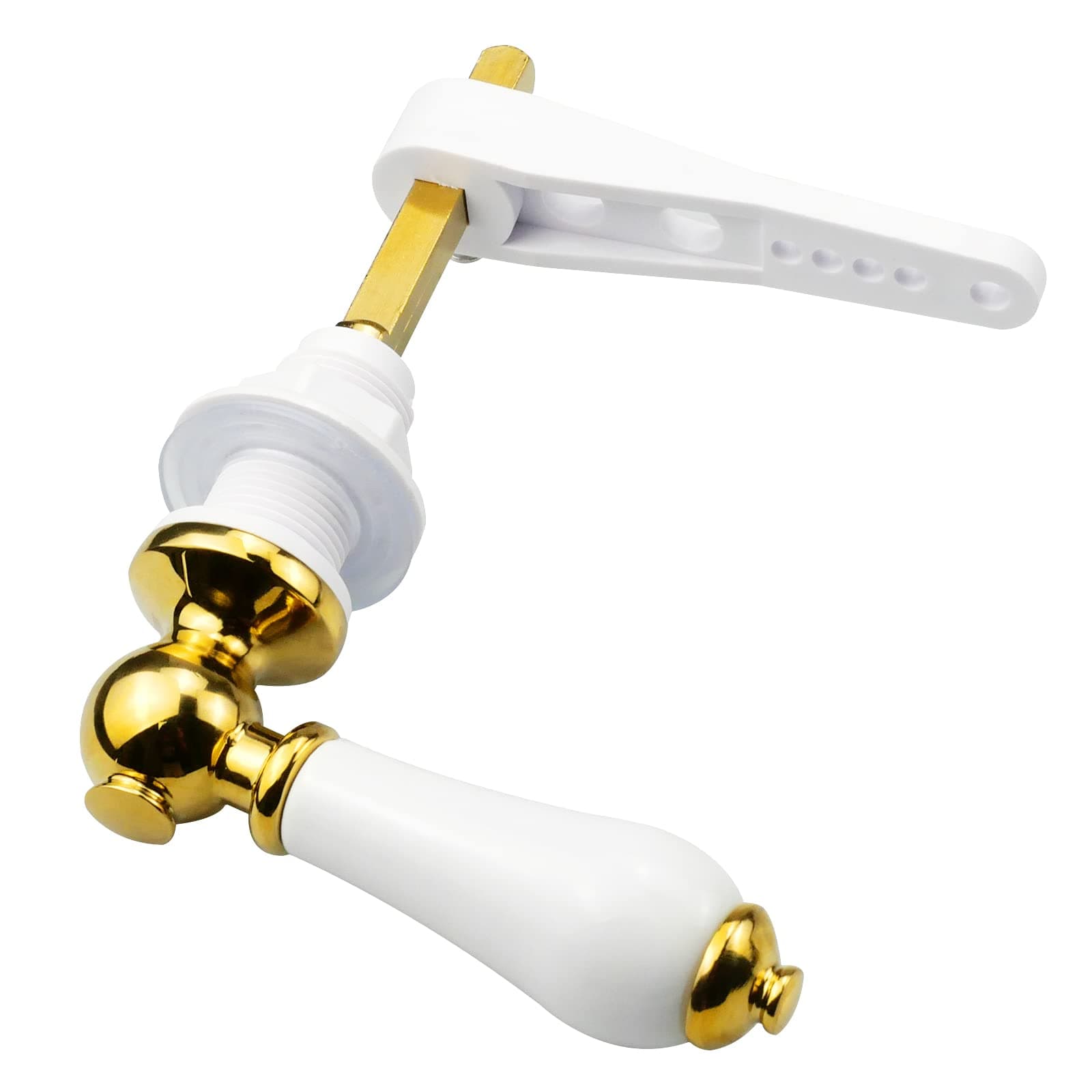 Hinata Gold Plated Metal Toilet Cistern Lever Flush Handle Kit with Adjustable Arm