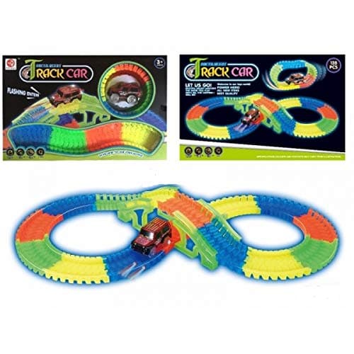 Kids Magic Tracks 128 Pieces Glow In The Dark NOCTILUCENT TRACK CAR - 7203